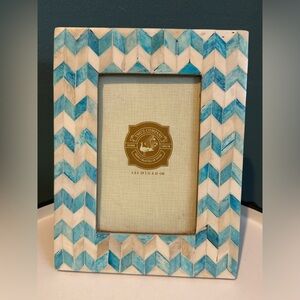 Two's Company Blue and White Chevron Picture Frame 4x6” photo